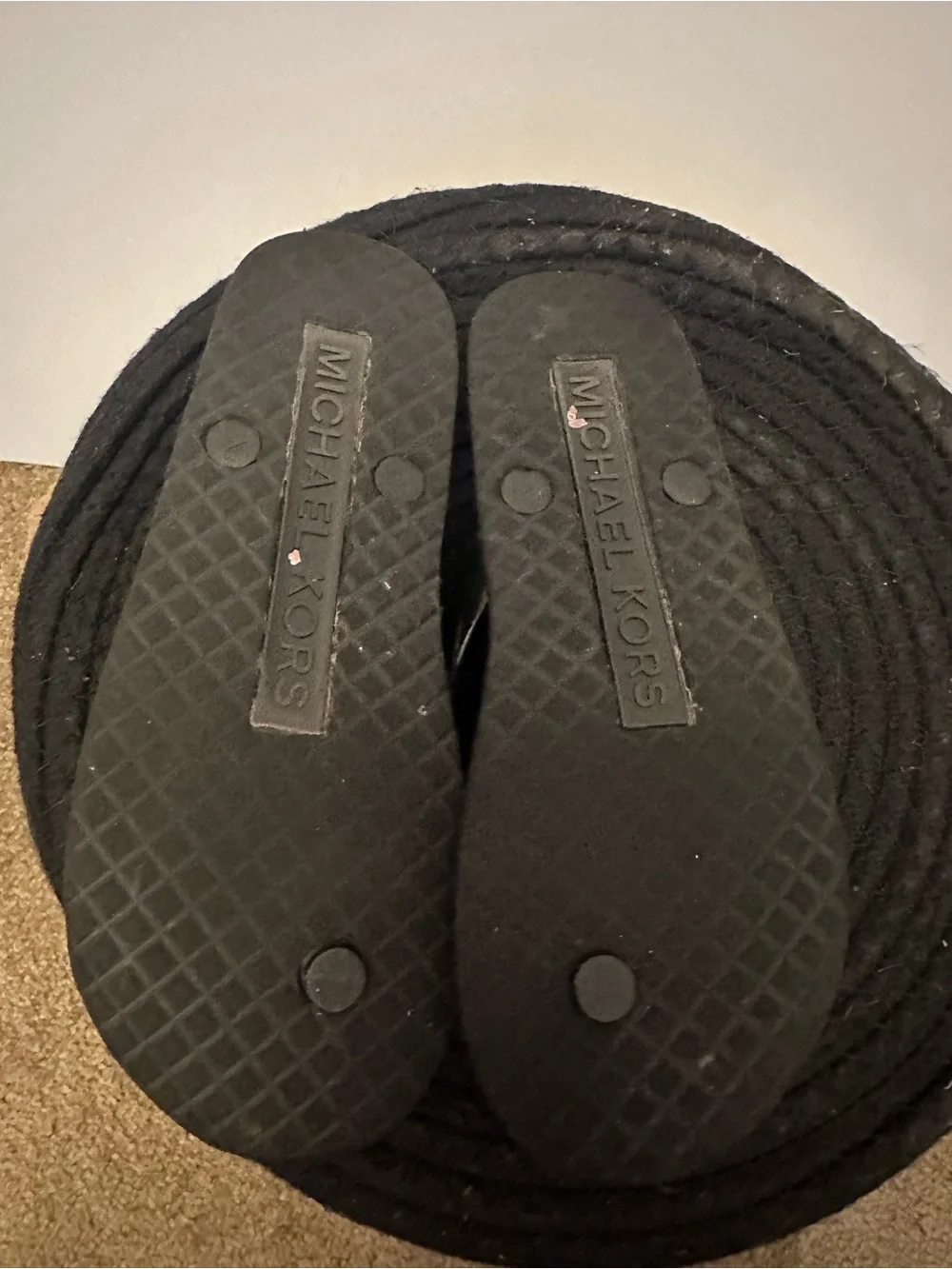Michael Kors Black Logo Flip Flops for women